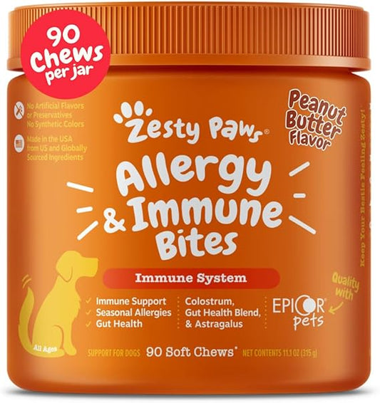 Zesty Paws Dog Allergy Relief – Advanced Supplement for Itchy Skin and Ear Comfort