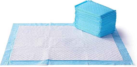Basics Dog and Puppy Pee Pads with 5-Layer Leak-Proof Design and Quick-Dry Surface for Potty Training, Heavy Duty Absorbency, X-Large, 28 x 34 Inch - Pack of 25, Blue & White