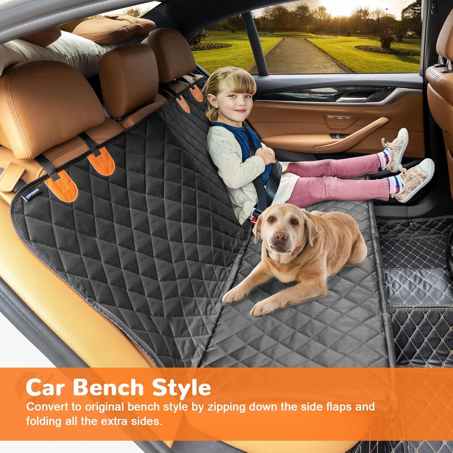 URPOWER Dog Car Seat Cover – 100% Waterproof, Hammock Style, Scratch-Resistant, Nonslip, Durable & Comfortable – For Cars, Trucks, and SUVs