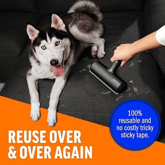 "Best-selling reusable pet hair remover for dogs & cats. No batteries needed! Works on furniture, carpets & clothing. 30-day guarantee. Order now!