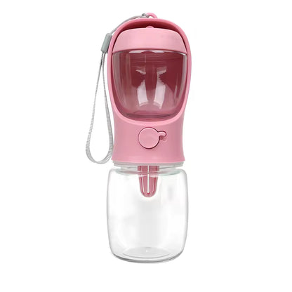 Portable 2-in-1 Dog Cat Water Bottle - Food and Water Container for Travel