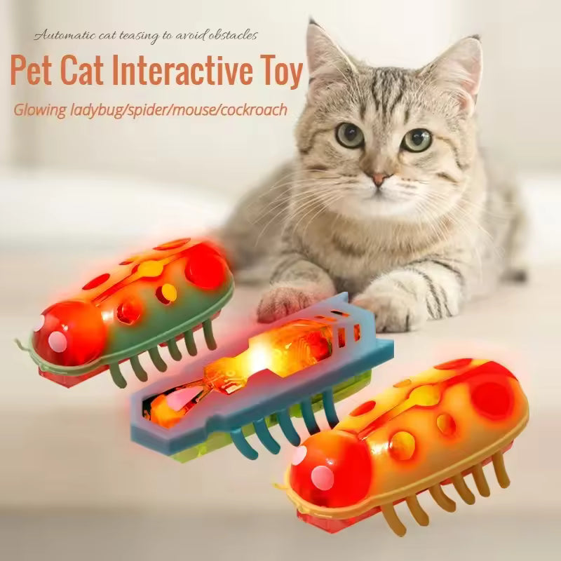 Interactive Electric Bug Toy for Cats - 5 Pack Assorted Automatic Vibrating Beetles with Obstacle Avoidance