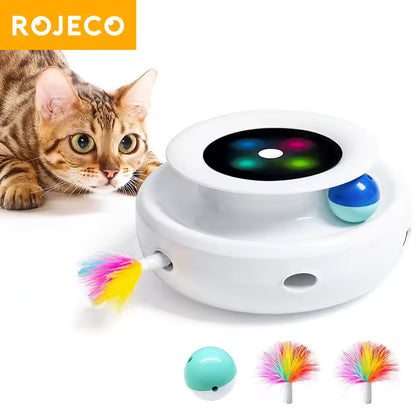 ROJECO Smart Cat Toy - Automatic Interactive Feather Ball 5 Modes