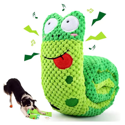 Snail Dog Puzzle Feeder Toy - Interactive Plush Squeaky Toy for Puppies & Dogs