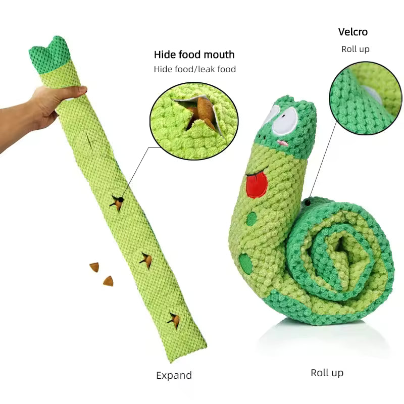Snail Dog Puzzle Feeder Toy - Interactive Plush Squeaky Toy for Puppies & Dogs