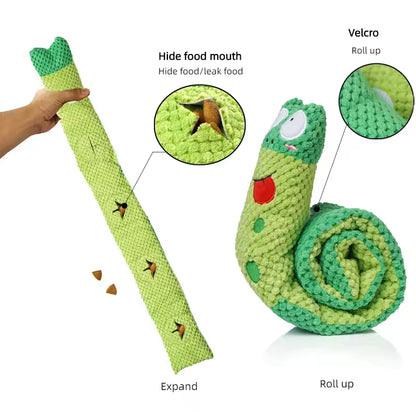 Snail Dog Puzzle Feeder Toy - Interactive Plush Squeaky Toy for Puppies & Dogs