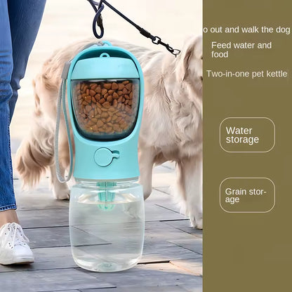 Portable 2-in-1 Dog Cat Water Bottle - Food and Water Container for Travel