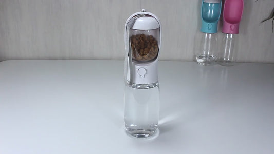 Portable 2-in-1 Dog Cat Water Bottle - Food and Water Container for Travel